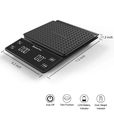 Kitchen Tools Coffee Scale with Timer Digital Multifunction Weighing Scale 3kg/0.1g Pour Over Drip Espresso Scale LCD Display