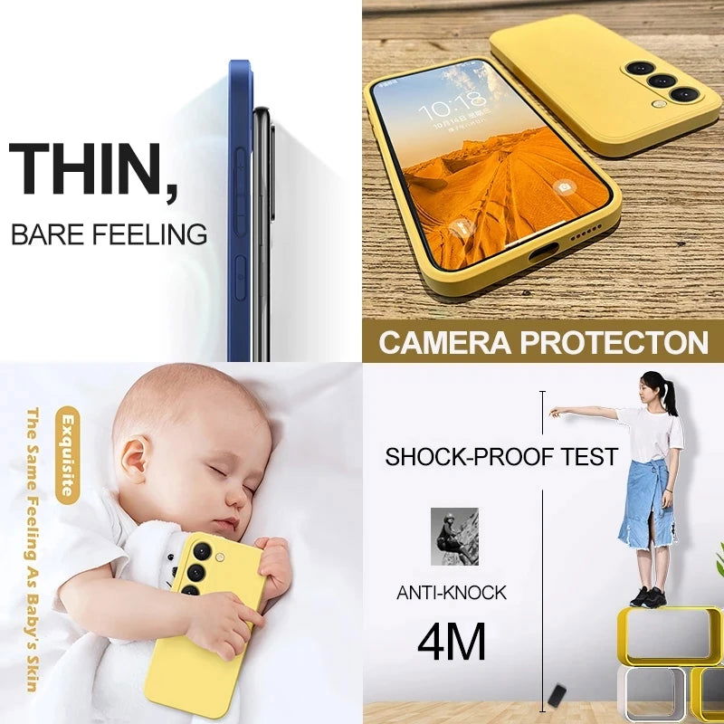 S23 S22 Ultra Plus Case Square Liquid Silicone Phone Case For Samsung Galaxy S23 S22 Ultra Plus S23Plus S23Ultra Soft Back Cover - Slobuy