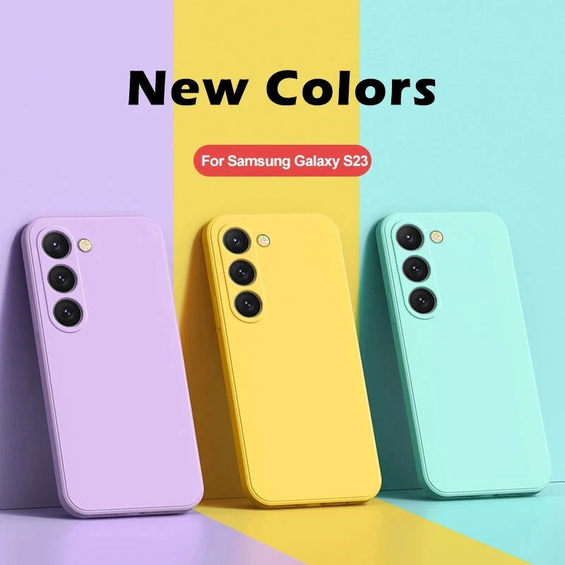 S23 S22 Ultra Plus Case Square Liquid Silicone Phone Case For Samsung Galaxy S23 S22 Ultra Plus S23Plus S23Ultra Soft Back Cover - Slobuy