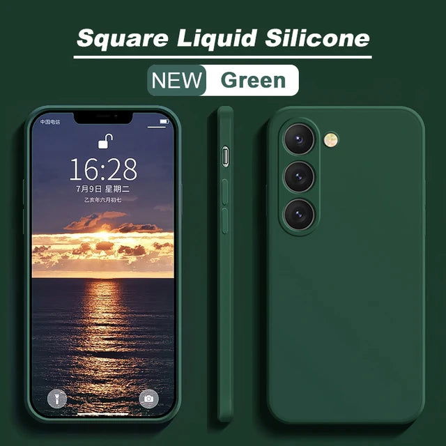 S23 S22 Ultra Plus Case Square Liquid Silicone Phone Case For Samsung Galaxy S23 S22 Ultra Plus S23Plus S23Ultra Soft Back Cover - Slobuy