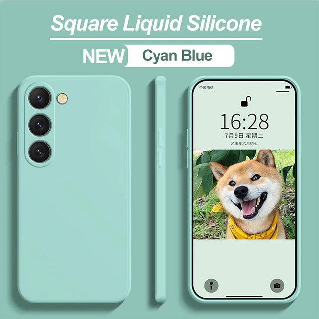 S23 S22 Ultra Plus Case Square Liquid Silicone Phone Case For Samsung Galaxy S23 S22 Ultra Plus S23Plus S23Ultra Soft Back Cover - Slobuy