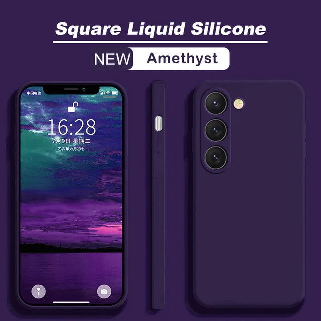 S23 S22 Ultra Plus Case Square Liquid Silicone Phone Case For Samsung Galaxy S23 S22 Ultra Plus S23Plus S23Ultra Soft Back Cover - Slobuy