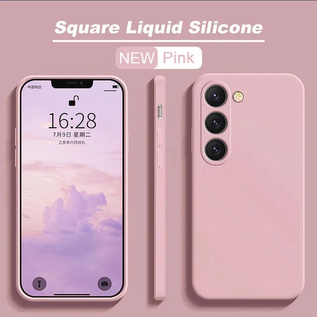 S23 S22 Ultra Plus Case Square Liquid Silicone Phone Case For Samsung Galaxy S23 S22 Ultra Plus S23Plus S23Ultra Soft Back Cover - Slobuy