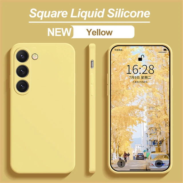 S23 S22 Ultra Plus Case Square Liquid Silicone Phone Case For Samsung Galaxy S23 S22 Ultra Plus S23Plus S23Ultra Soft Back Cover - Slobuy