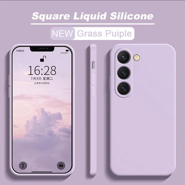 S23 S22 Ultra Plus Case Square Liquid Silicone Phone Case For Samsung Galaxy S23 S22 Ultra Plus S23Plus S23Ultra Soft Back Cover - Slobuy