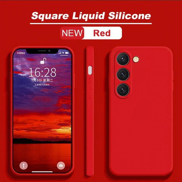S23 S22 Ultra Plus Case Square Liquid Silicone Phone Case For Samsung Galaxy S23 S22 Ultra Plus S23Plus S23Ultra Soft Back Cover - Slobuy