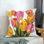 Pink Tulip Floral Throw Pillow Cover Decoration Living Room Sofa Cushion  Home Decor