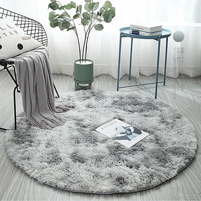 Silver Bubble Kiss Thick Round Rug Carpets for Living Room Soft Home Bedroom Kid Room Plush Salon Decoration