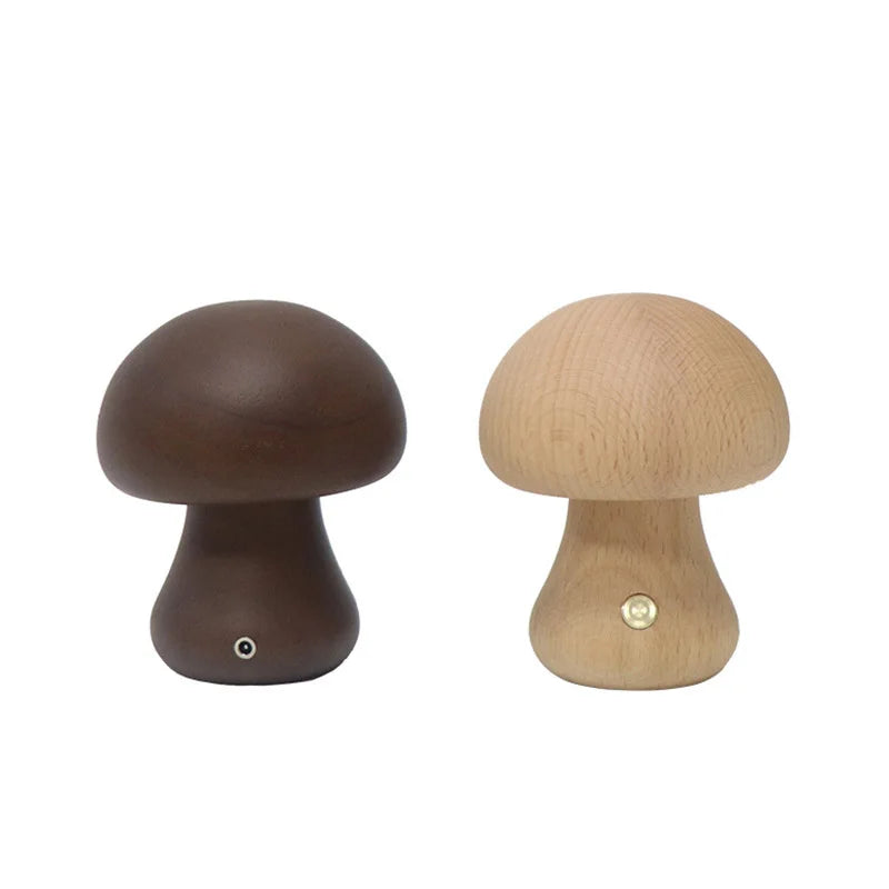 INS LED Night Light With Touch Switch Wooden Cute Mushroom Bedside Table Lamp For Bedroom Childrens Room Sleeping Night Lamps