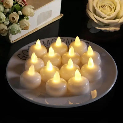 Waterproof Flameless Floating Tealights,Warm White Battery Flickering LED Lights Candles Wedding, Party, Centerpiece, Pool & SPA