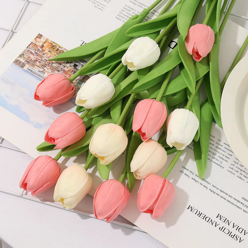 Tulip Flower Artificial Tulip Bouquet 3/5pcs PE Foam Fake Flower Wedding Decoration Home Garden Bouquet Decoration Gift