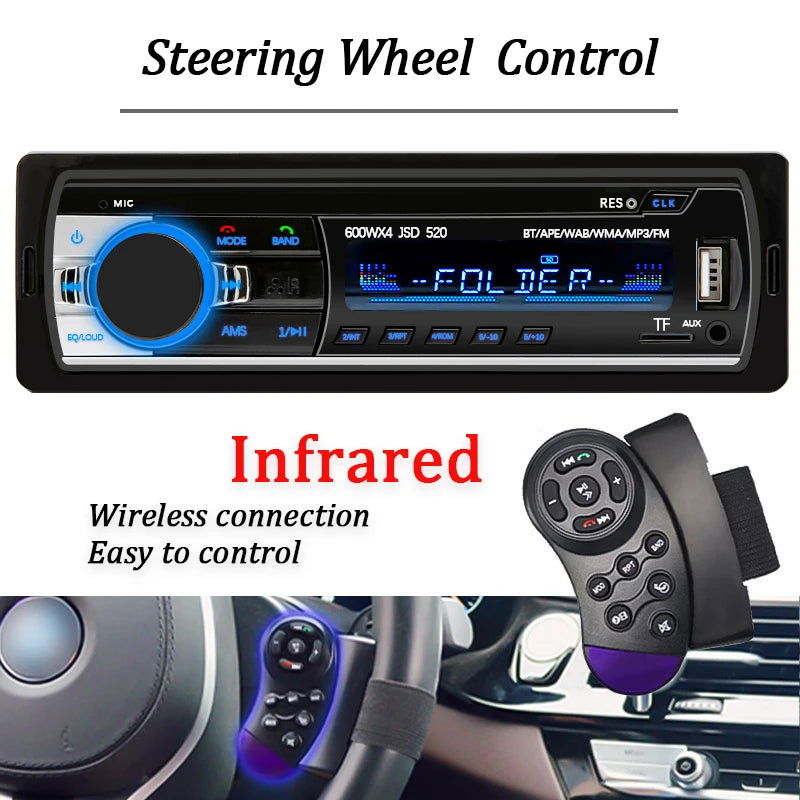 Car Radio 1 din Stereo Player Digital Bluetooth Car MP3 Player 60Wx4 FM Radio Stereo Audio Music USB/SD with In Dash AUX Input - Slobuy