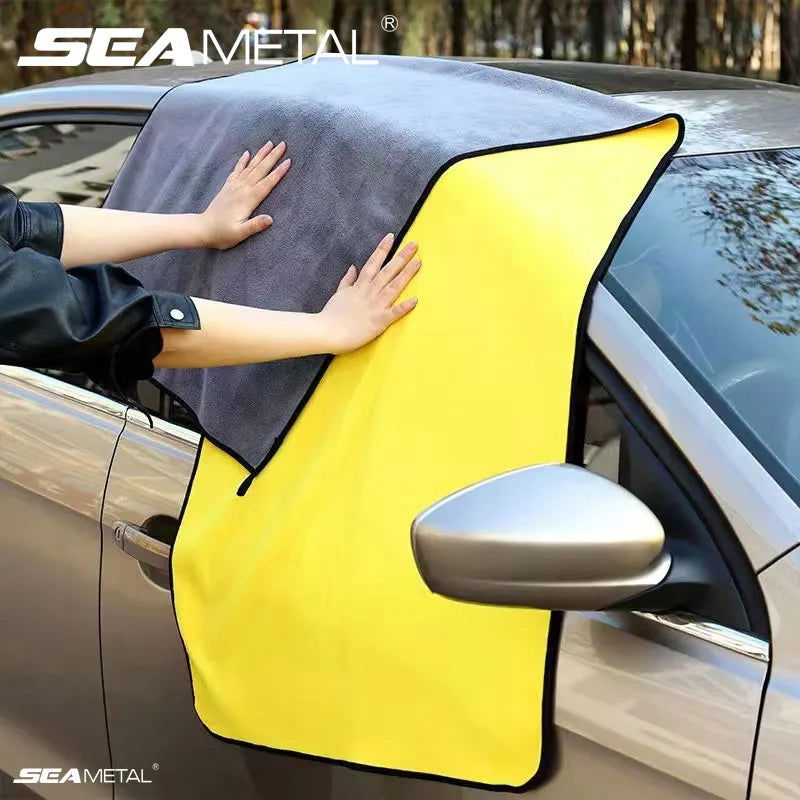 SEAMETAL 160x60cm Car Wash Towel 400GSM Microfiber High Water Absorption Cleaning Towels Thickened Soft Car Washing Drying Cloth - Slobuy