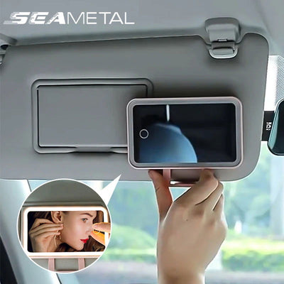 SEAMETAL Car Interior Mirrors Sun Visor Plate LED Makeup Mirror for Girls Women Rechargeable Fill Light Universal Vanity Mirror - Slobuy