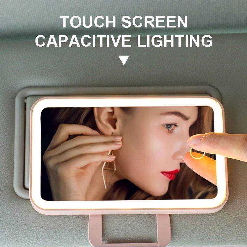 SEAMETAL Car Interior Mirrors Sun Visor Plate LED Makeup Mirror for Girls Women Rechargeable Fill Light Universal Vanity Mirror - Slobuy