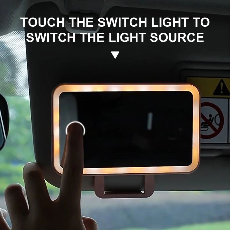 SEAMETAL Car Interior Mirrors Sun Visor Plate LED Makeup Mirror for Girls Women Rechargeable Fill Light Universal Vanity Mirror - Slobuy