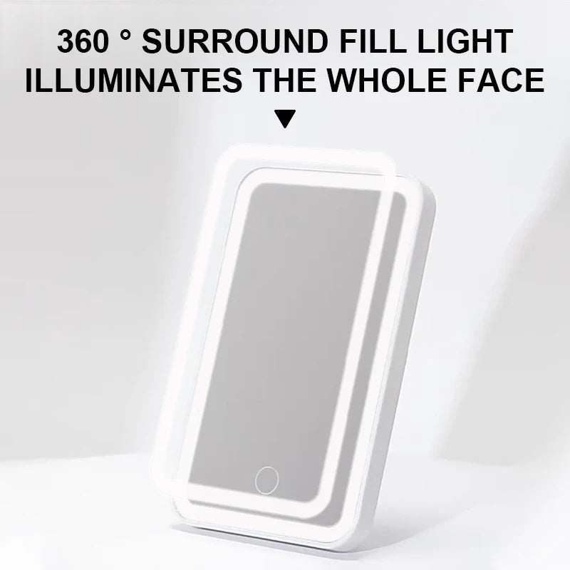 SEAMETAL Car Interior Mirrors Sun Visor Plate LED Makeup Mirror for Girls Women Rechargeable Fill Light Universal Vanity Mirror - Slobuy