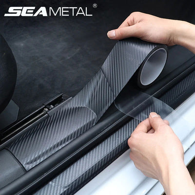 SEAMETAL Carbon Fiber Sticker Car Door Sill Protector Film Auto Door Sill Edge Side Mirror Anti Scratch Tape Waterproof Stickers - Slobuy