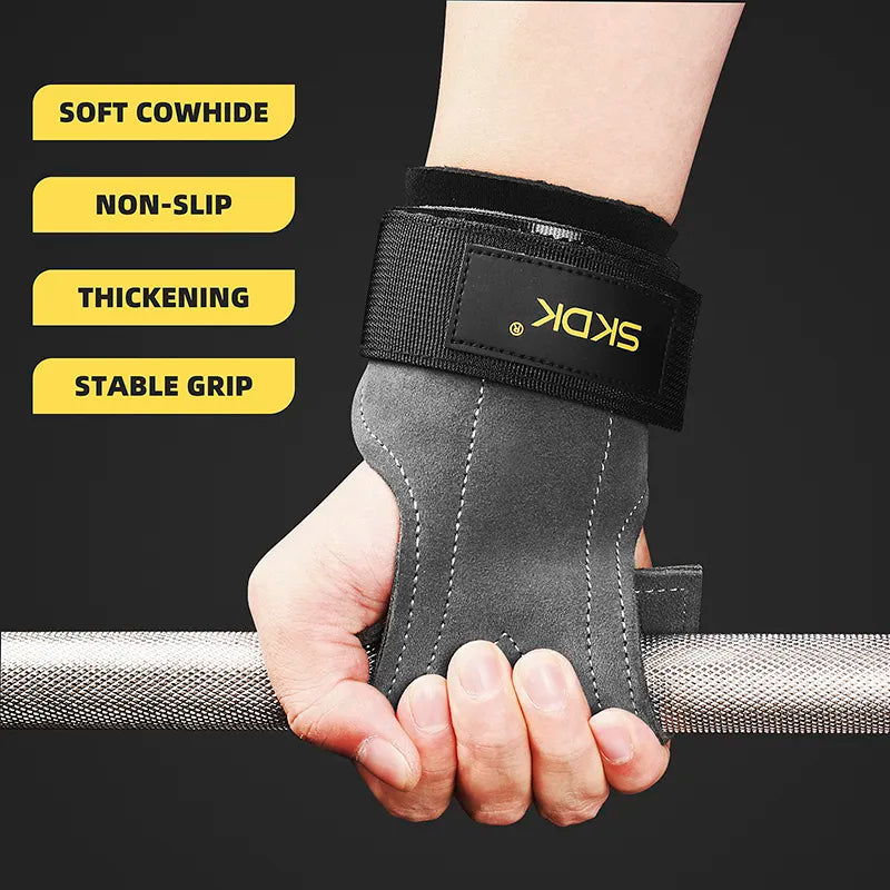 SKDK Gym Grips Palm Guards Cowhide Palm Protector  Weightlifting Gymnastics Workout Gloves Grips Fitness Training Equipment - Slobuy