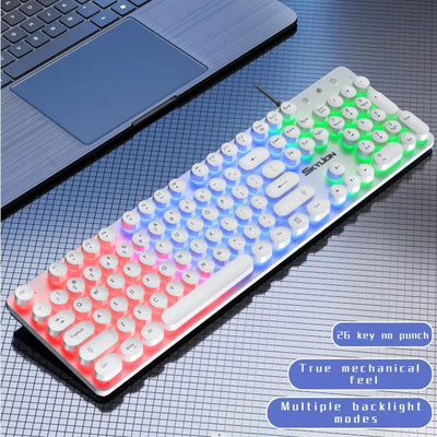 SKYLION H300 Wired 104 Keys Membrane Keyboard Many Kinds of Colorful Lighting Gaming and Office For Windows and IOS System - Slobuy