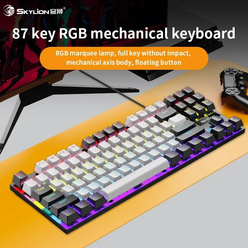 SKYLION K87 Wired Mechanical Keyboard 20 Kinds of Colorful Lighting Gaming and Office For Microsoft Windows and Apple IOS System - Slobuy