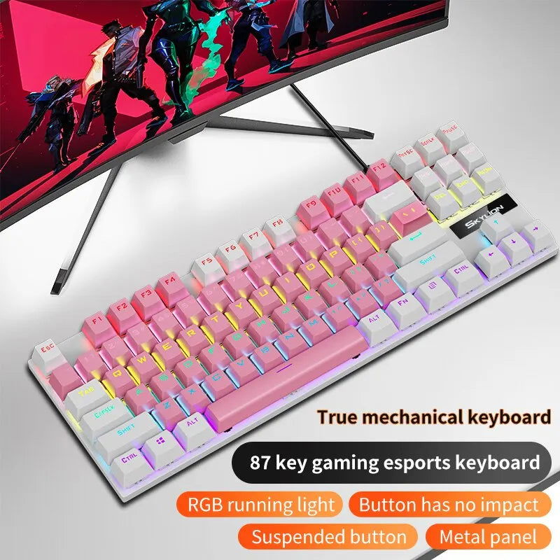 SKYLION K87 Wired Mechanical Keyboard 20 Kinds of Colorful Lighting Gaming and Office For Microsoft Windows and Apple IOS System - Slobuy