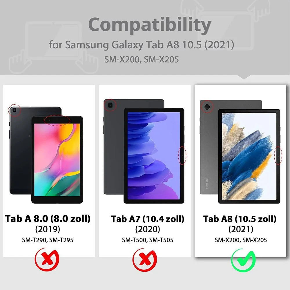 Case For Samsung Galaxy Tab A8 2021 Tablet Cover for Samsung Tab A8 10.5 SM-X200/SM-X205 360 Degree Rotating Leather Cover - Slobuy
