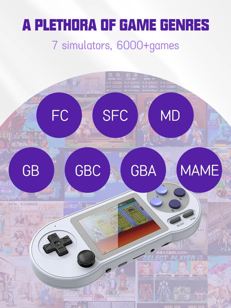 SNPRO 3 Inch IPS Handheld Game Console Mini Portable Retro Gaming Consoles 10000 Games AV Output For GBA Sega Dendy SNES - Slobuy