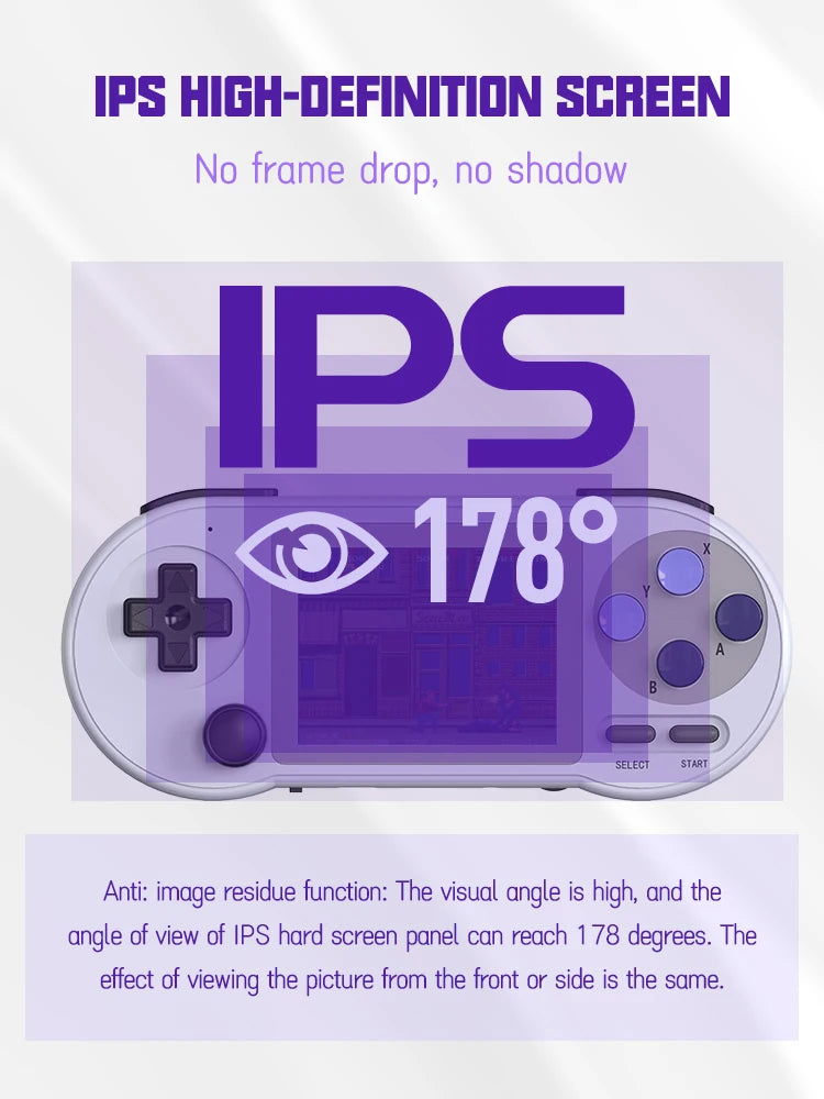 SNPRO 3 Inch IPS Handheld Game Console Mini Portable Retro Gaming Consoles 10000 Games AV Output For GBA Sega Dendy SNES - Slobuy