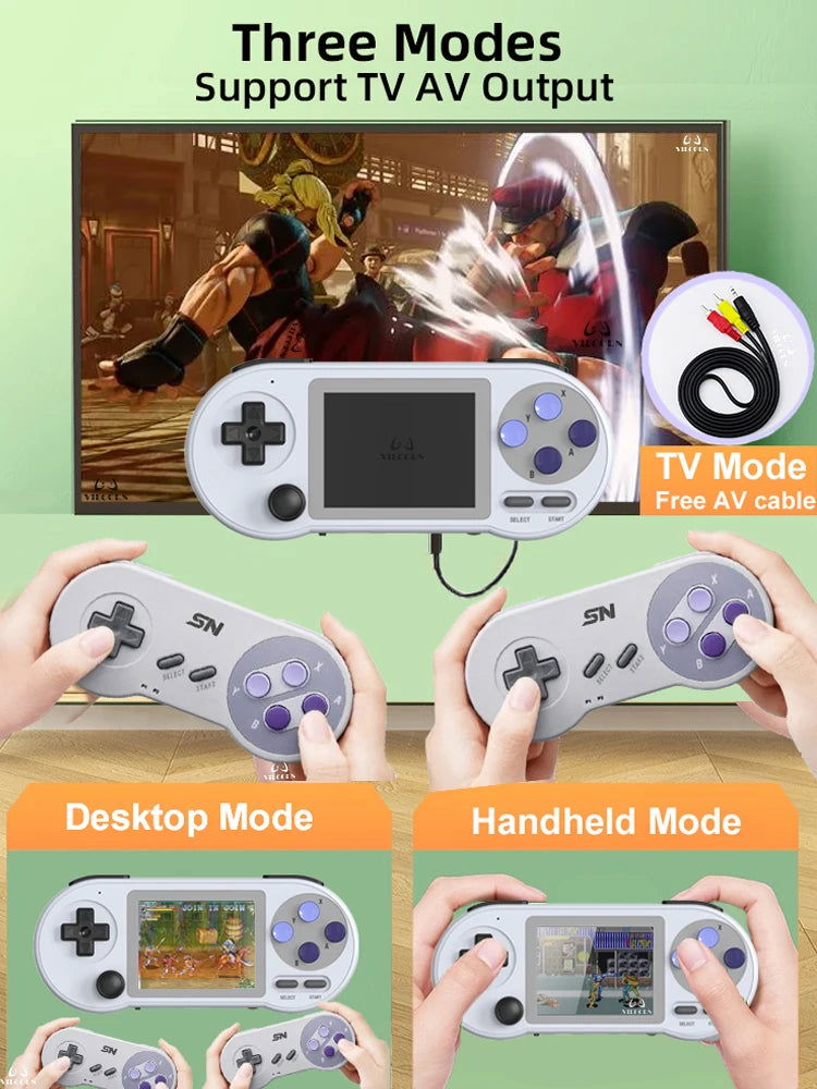 SNPRO 3 Inch IPS Handheld Game Console Mini Portable Retro Gaming Consoles 10000 Games AV Output For GBA Sega Dendy SNES - Slobuy