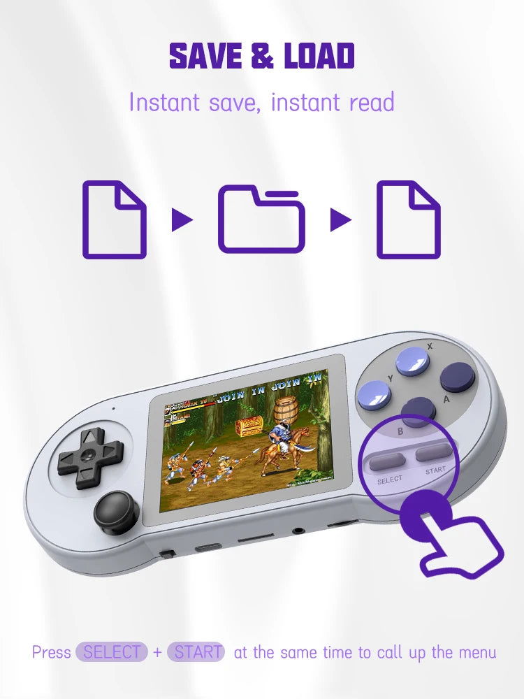 SNPRO 3 Inch IPS Handheld Game Console Mini Portable Retro Gaming Consoles 10000 Games AV Output For GBA Sega Dendy SNES - Slobuy