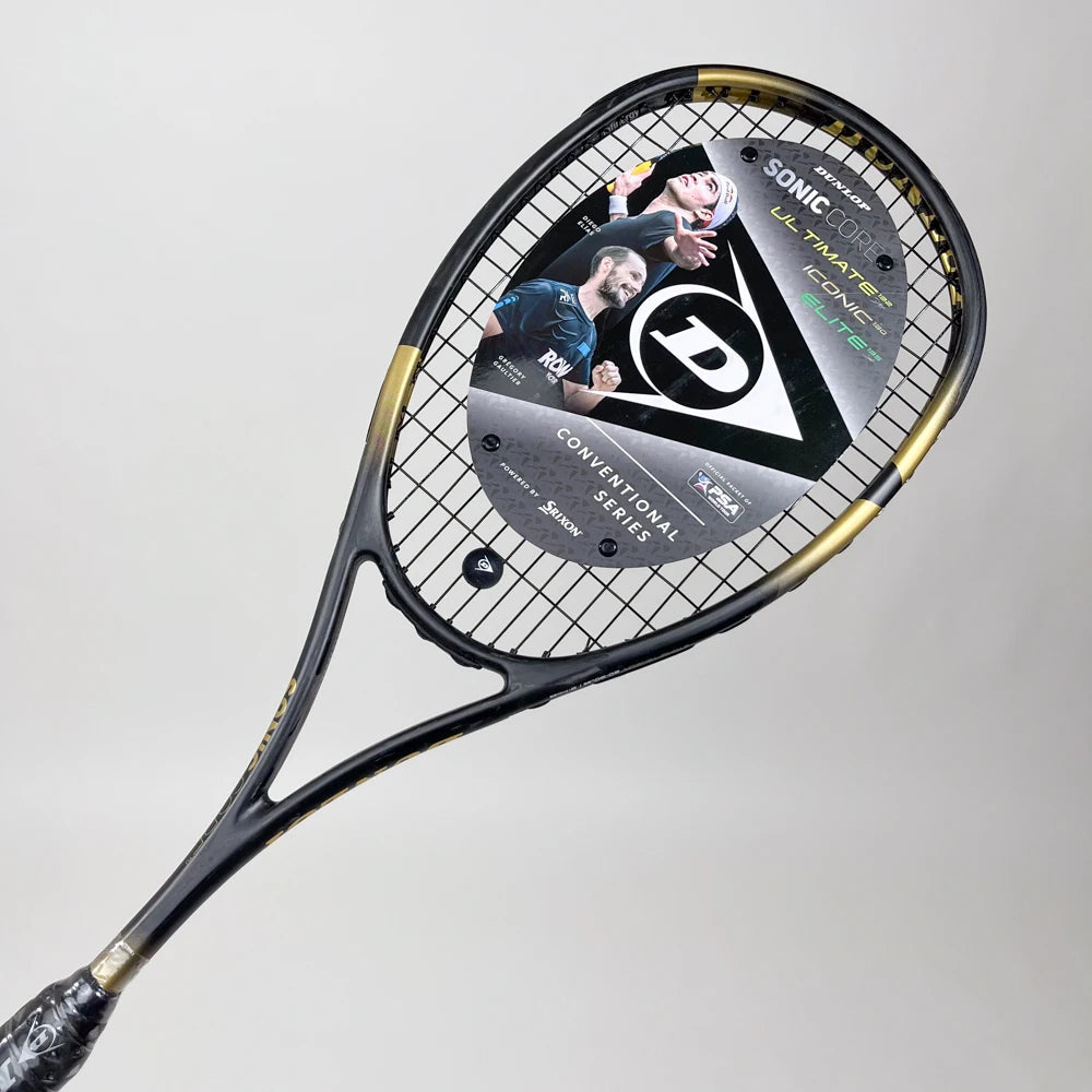 SQUASH RACKET DUNLOP D SR SONIC CORE ICONIC 130 NH BLACK GOLD - Slobuy