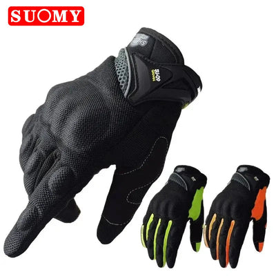 SUOMY Breathable Full Finger Racing Motorcycle Gloves Quality Stylishly Decorated Antiskid Wearable Gloves Large Size XXL Black - Slobuy