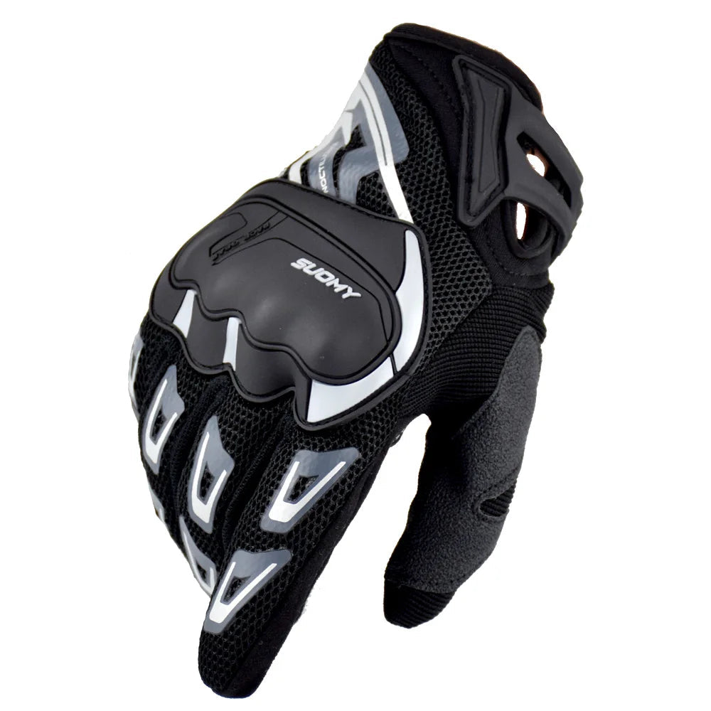 SUOMY Breathable Full Finger Racing Motorcycle Gloves Quality Stylishly Decorated Antiskid Wearable Gloves Large Size XXL Black - Slobuy