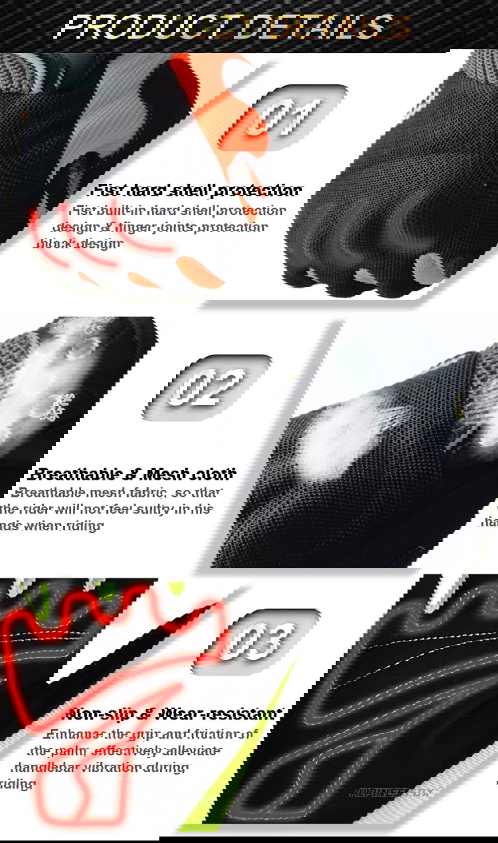 SUOMY Breathable Full Finger Racing Motorcycle Gloves Quality Stylishly Decorated Antiskid Wearable Gloves Large Size XXL Black - Slobuy