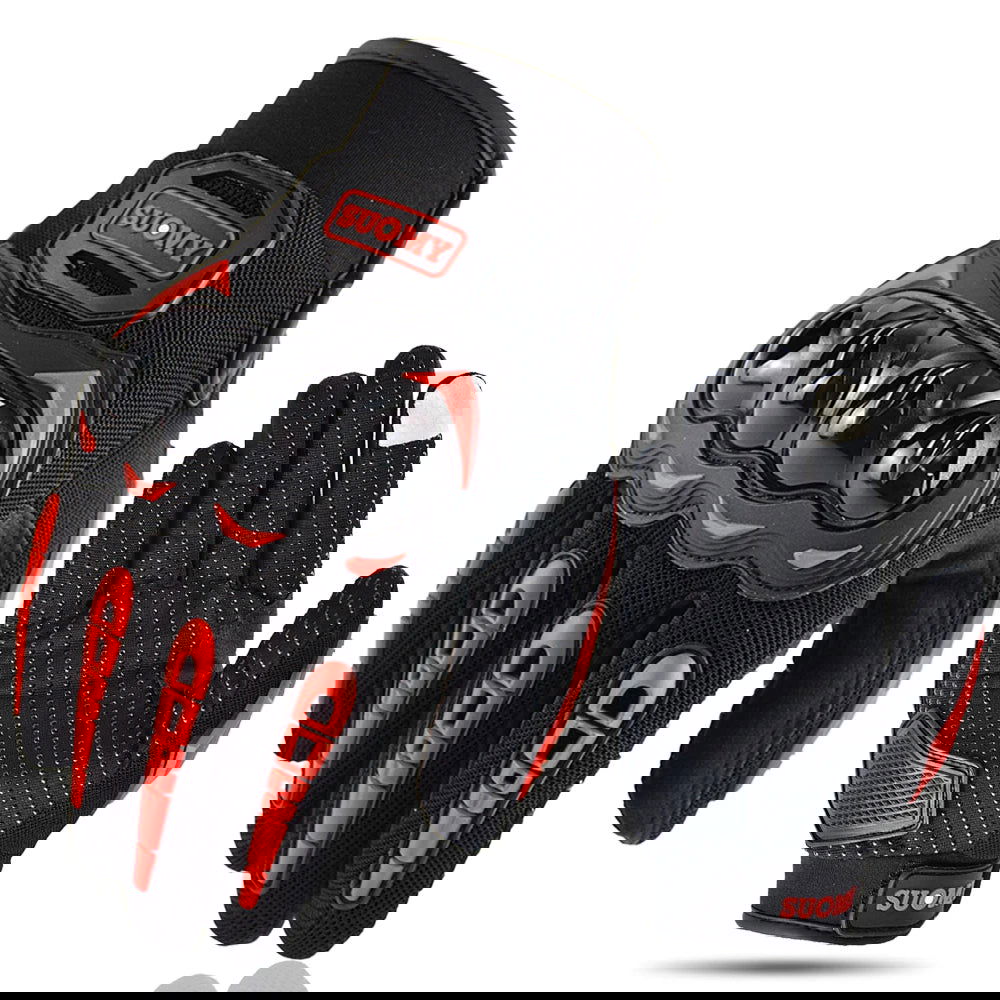 SUOMY Breathable Full Finger Racing Motorcycle Gloves Quality Stylishly Decorated Antiskid Wearable Gloves Large Size XXL Black - Slobuy