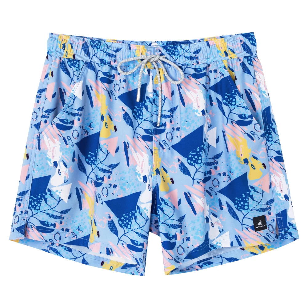 SURFCUZ Mens Swimming Trunks with Compression Liner Stretch Mens Swimwear 2 in 1 Quick Dry Running Gym Swim Shorts for Men - Slobuy