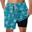 SURFCUZ Mens Swimming Trunks with Compression Liner Stretch Mens Swimwear 2 in 1 Quick Dry Running Gym Swim Shorts for Men - Slobuy