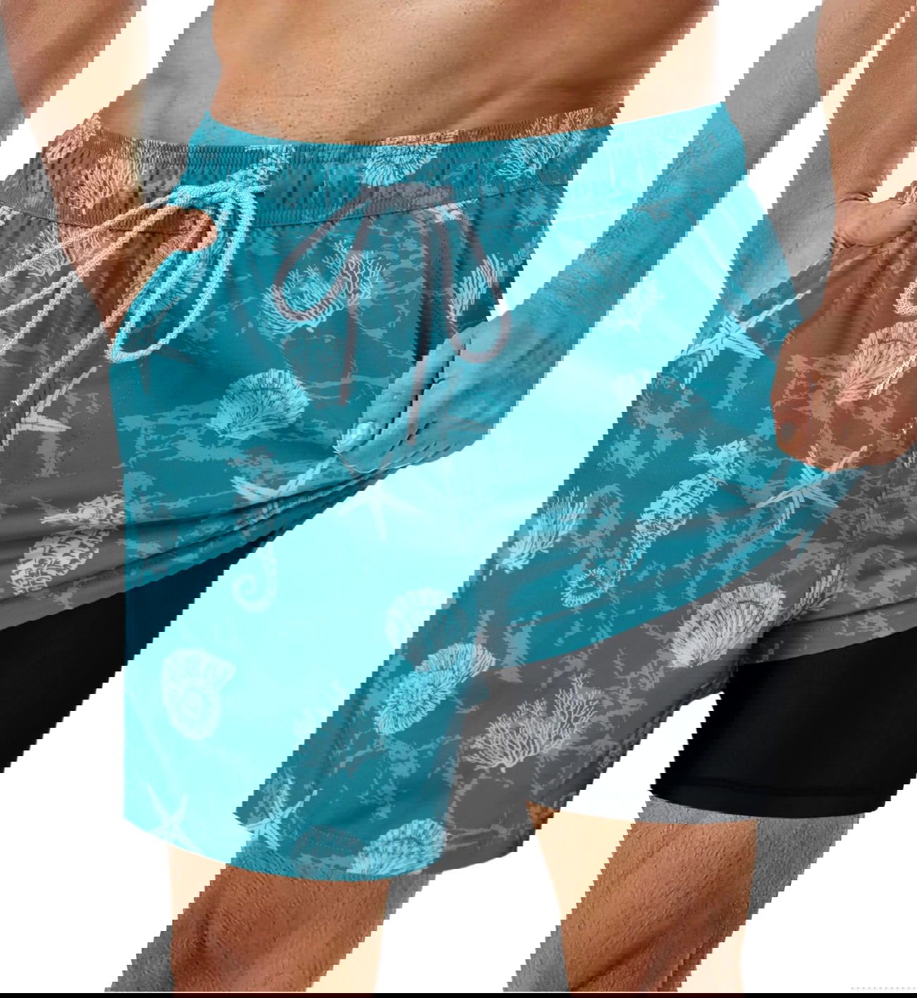 SURFCUZ Mens Swimming Trunks with Compression Liner Stretch Mens Swimwear 2 in 1 Quick Dry Running Gym Swim Shorts for Men - Slobuy