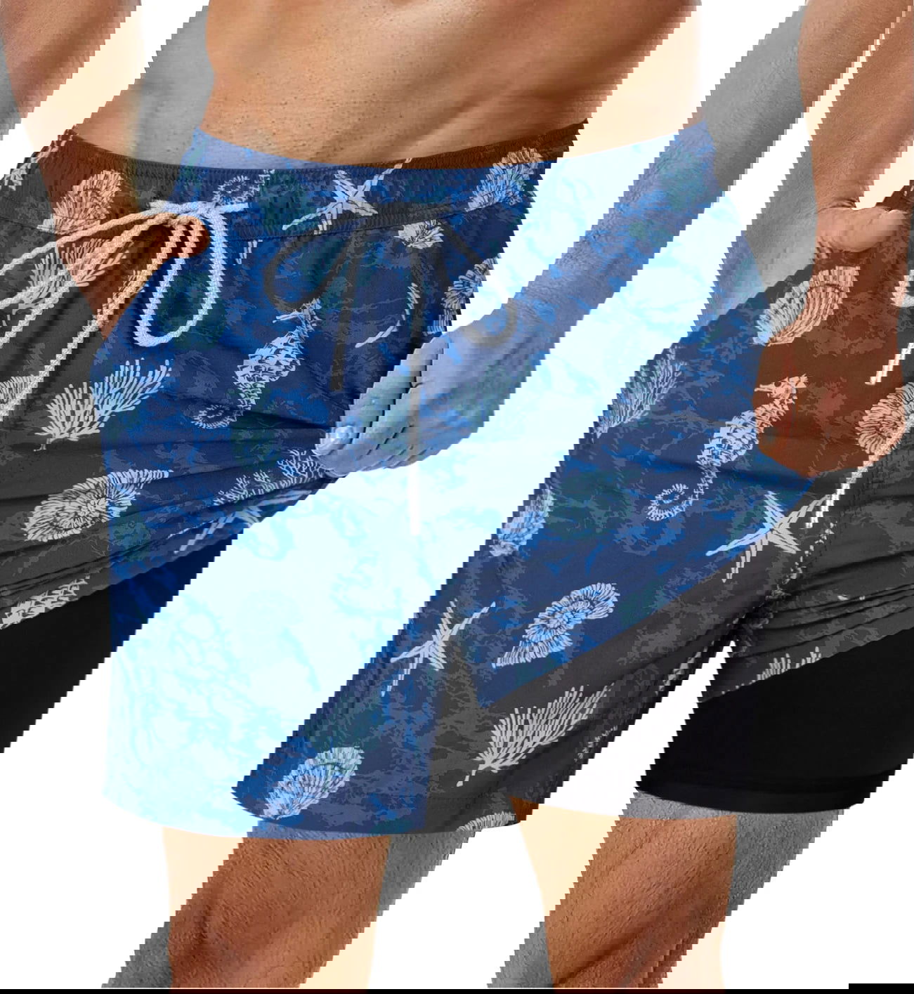 SURFCUZ Mens Swimming Trunks with Compression Liner Stretch Mens Swimwear 2 in 1 Quick Dry Running Gym Swim Shorts for Men - Slobuy