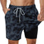 SURFCUZ Mens Swimming Trunks with Compression Liner Stretch Mens Swimwear 2 in 1 Quick Dry Running Gym Swim Shorts for Men - Slobuy