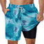 SURFCUZ Mens Swimming Trunks with Compression Liner Stretch Mens Swimwear 2 in 1 Quick Dry Running Gym Swim Shorts for Men - Slobuy
