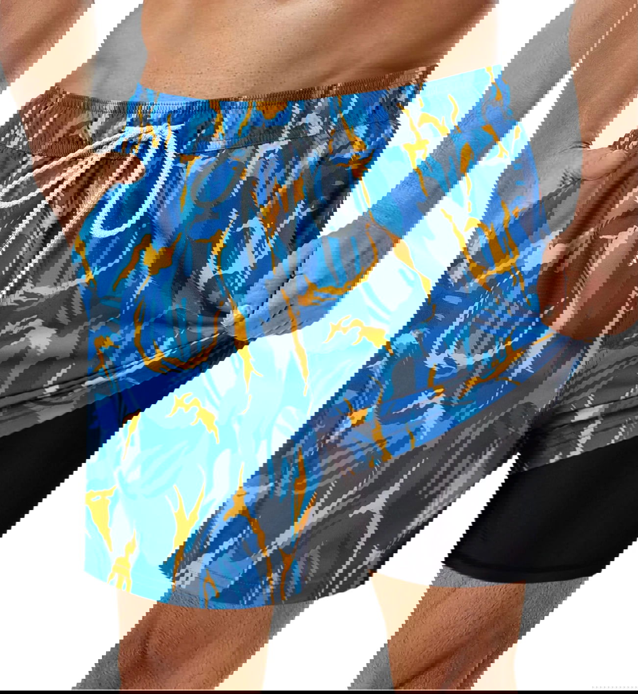 SURFCUZ Mens Swimming Trunks with Compression Liner Stretch Mens Swimwear 2 in 1 Quick Dry Running Gym Swim Shorts for Men - Slobuy