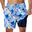 SURFCUZ Mens Swimming Trunks with Compression Liner Stretch Mens Swimwear 2 in 1 Quick Dry Running Gym Swim Shorts for Men - Slobuy