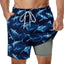 SURFCUZ Mens Swimming Trunks with Compression Liner Stretch Mens Swimwear 2 in 1 Quick Dry Running Gym Swim Shorts for Men - Slobuy