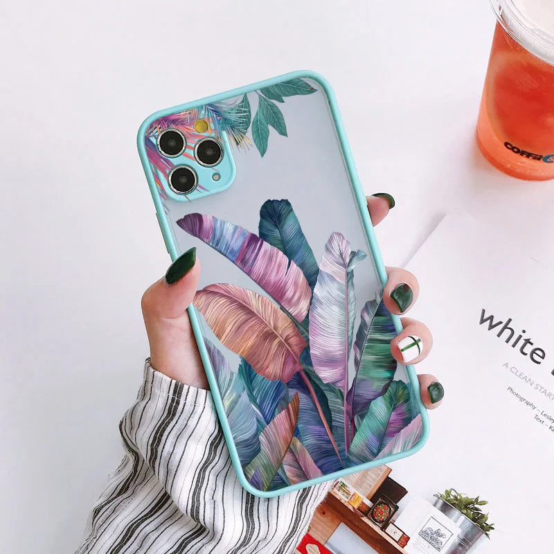 Palm tree Leaves Plant Flower Phone Case for iphone X XR XS 15 11 12 13 14 Pro Max 14 Plus 7 8 Plus Back Shockproof Cover Funda