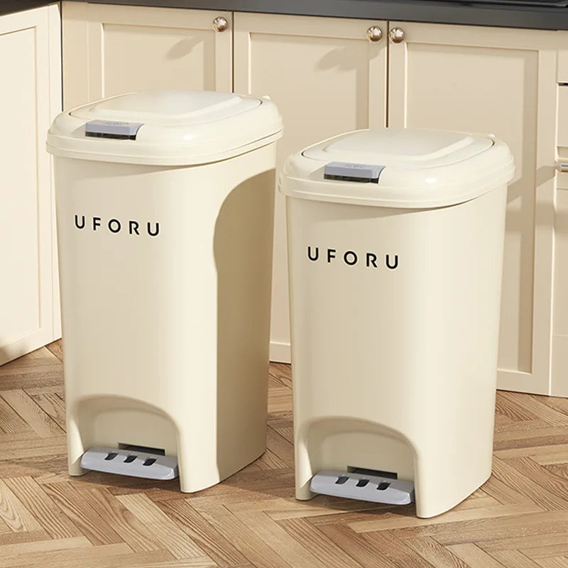 Kitchen trash can with lid pedal style bathroom office living room kitchen waste large capacity light luxury paper basket box