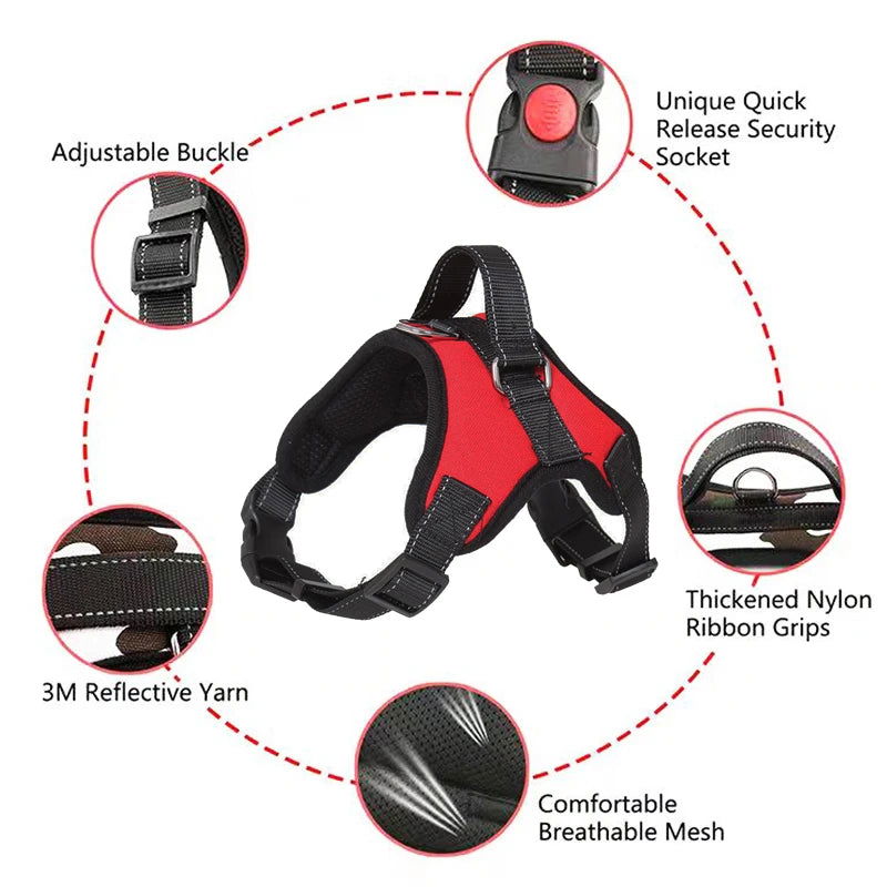 Saddle Dog Harness Reflective Adjustable Pet Harness No Pull Walking Training Small Medium Large Big Dogs Chest Strap Product - Slobuy