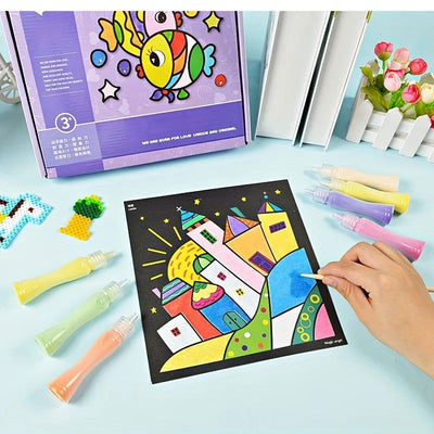 Sand Painting Children Colored Sand Boys And Girls Baby Handmade Diy Production,  Scraping Art Sand Painting Set Toys - Slobuy