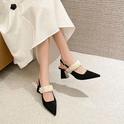 Sandals Women Summer New Fashion Women's Sandals 2024 Pointed Pumps Women Shoes Office Dress Shoes Sexy Square Heel High Heels - Slobuy